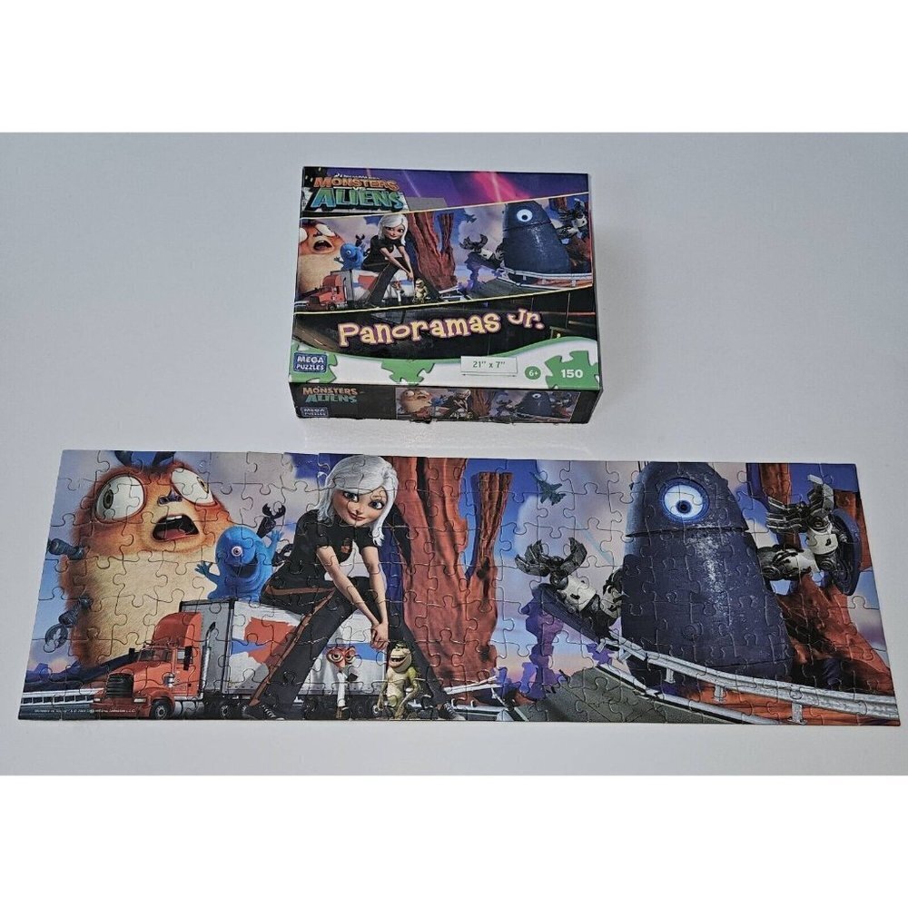 Monsters vs Aliens Panoramas Jr Jigsaw Puzzle 150 Pieces Panoramic READ AS IS